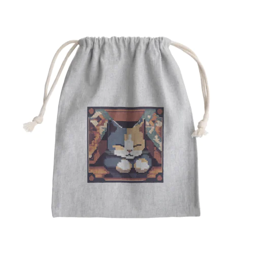 ひざ掛けの下で寝ている猫 Mini Drawstring Bag