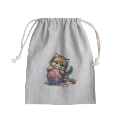 子猫　イラスト Mini Drawstring Bag