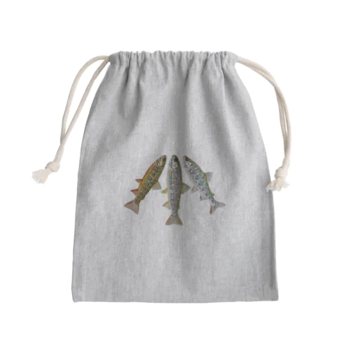 日本のサケ科渓流魚 Mini Drawstring Bag