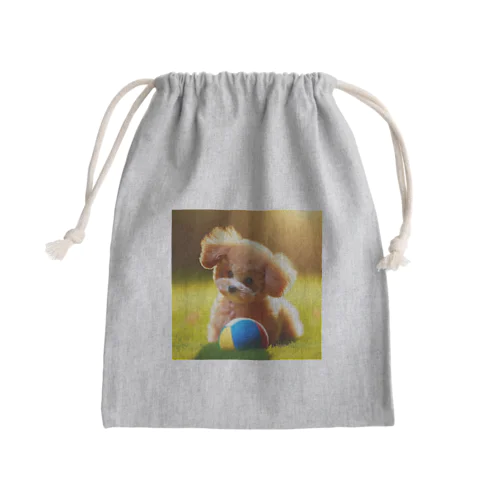 トイプードルのさんちゃん遊び疲れた Mini Drawstring Bag