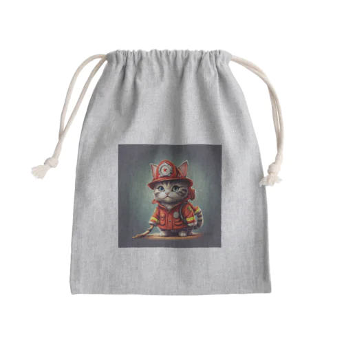  超キュートな消防士猫 Mini Drawstring Bag