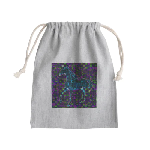 デジタルでアートな馬 Ⅱ Mini Drawstring Bag