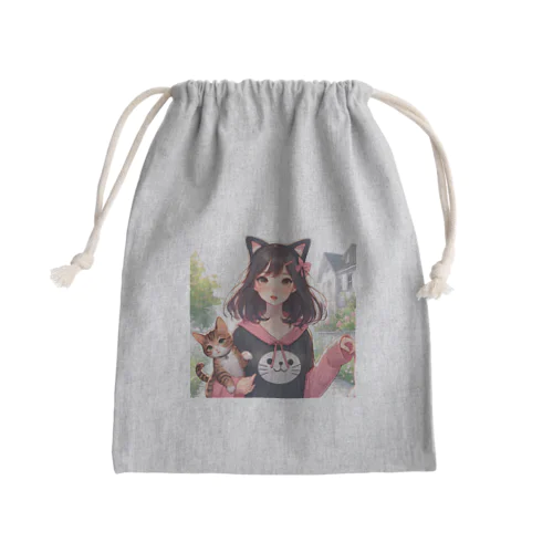 猫好き女子、散歩中♪(7) Mini Drawstring Bag