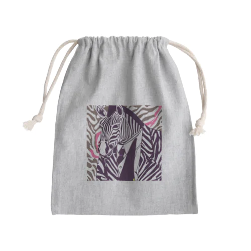 紳士でおしゃれなシマウマ Mini Drawstring Bag