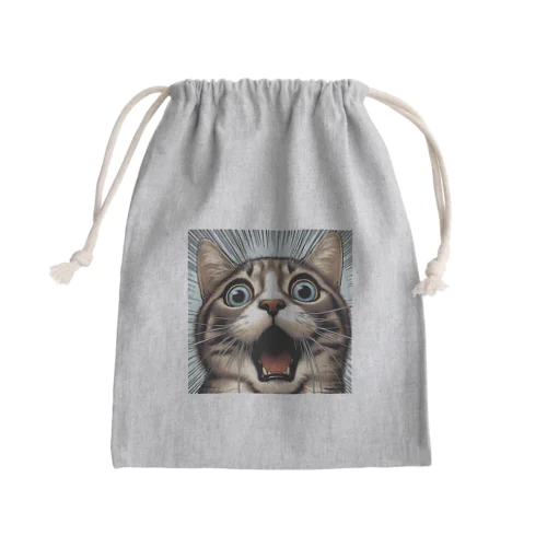 劇画で驚愕する猫 Mini Drawstring Bag