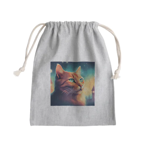 何かを眺める猫のグッズ Mini Drawstring Bag