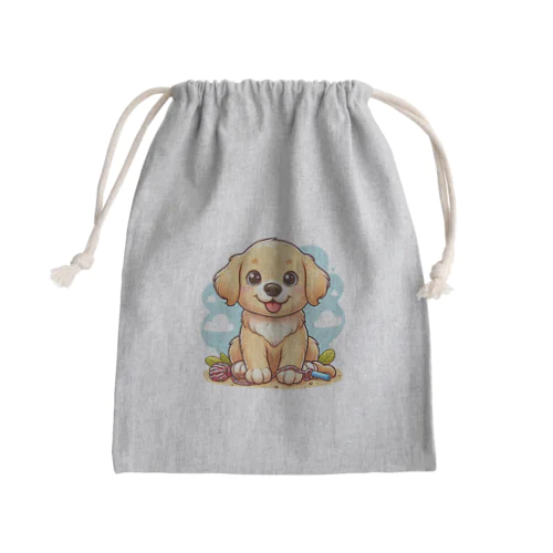子犬の冒険☆ウキウキ子犬のゴールデンレトリーバー Mini Drawstring Bag