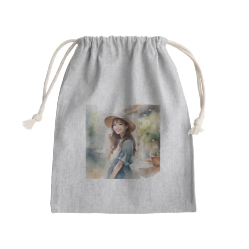 麦わら帽子の女の子 Mini Drawstring Bag