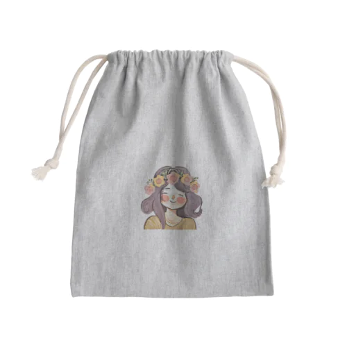 水彩画　花冠の少女 Mini Drawstring Bag