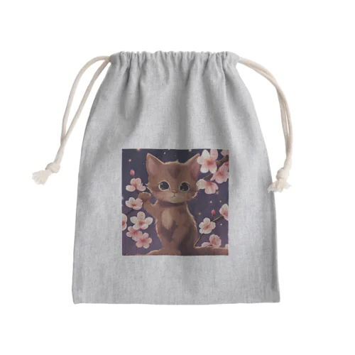 春と梅と茶猫03 Mini Drawstring Bag