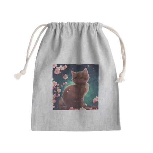 春と梅と茶猫04 Mini Drawstring Bag