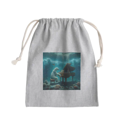 海中でピアノを弾く白熊 Mini Drawstring Bag