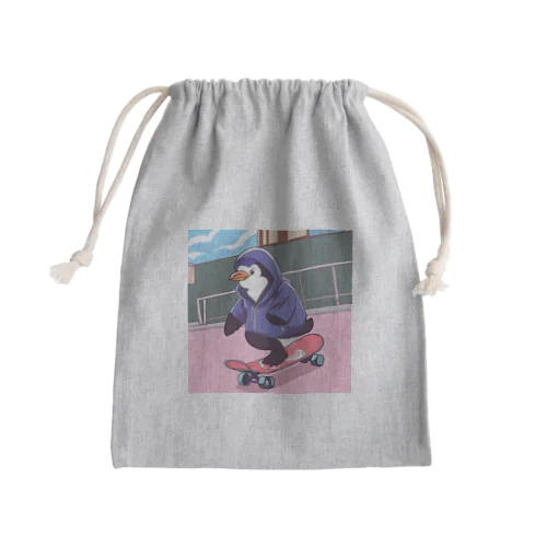 スケーターペンギン君 Mini Drawstring Bag