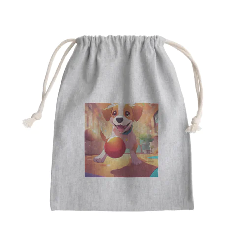 ボールと戯れる犬 Mini Drawstring Bag