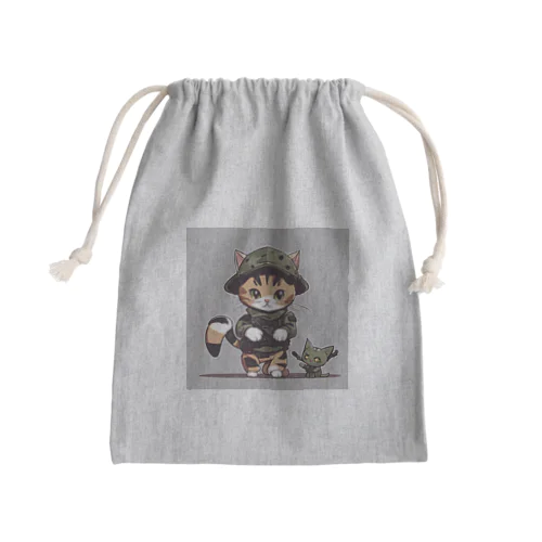 戦闘ネコ Mini Drawstring Bag