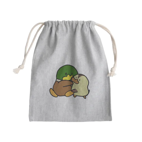 ボードゲーム好きな鴨の親子 Mini Drawstring Bag