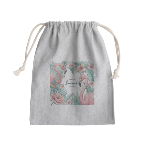 サマーフラミンゴ Mini Drawstring Bag