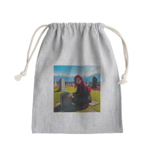 お墓参りの美女 Mini Drawstring Bag