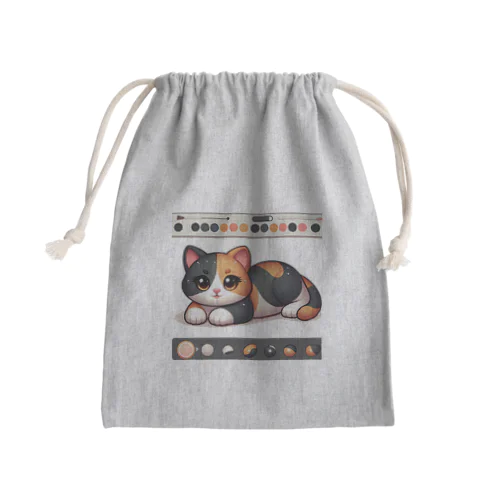 三毛猫ペイント Mini Drawstring Bag