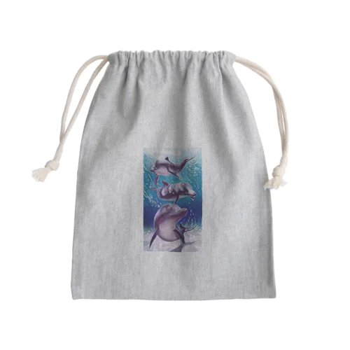 仲間と楽しむイルカ達 Mini Drawstring Bag