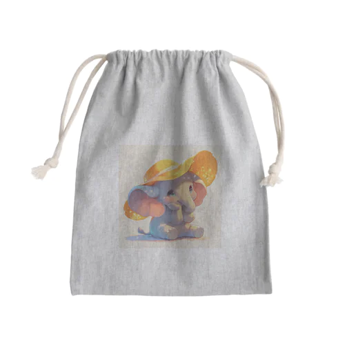 帽子をかぶった可愛い子供ゾウ Marsa 106 Mini Drawstring Bag