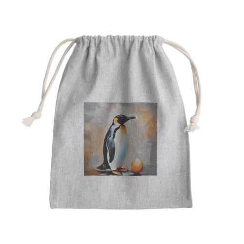 卵を温かく見守っているペンギン Mini Drawstring Bag