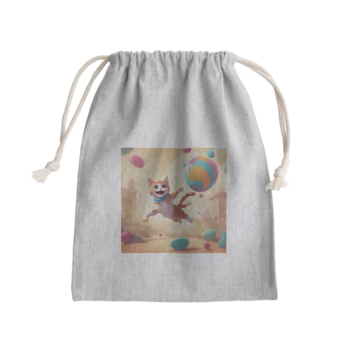 遊んでる猫 Mini Drawstring Bag