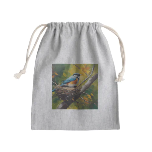 営巣している鳥 Mini Drawstring Bag