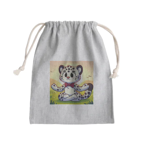 ヨガをするユキヒョウ Mini Drawstring Bag