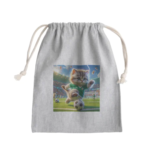 サッカーにゃんこ Mini Drawstring Bag