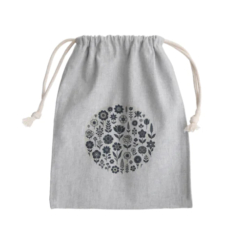 Flower circle Mini Drawstring Bag
