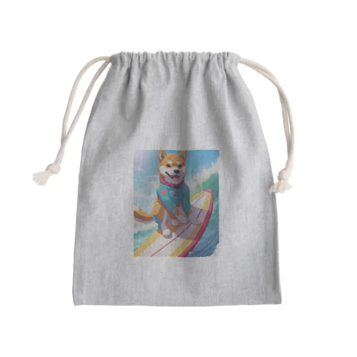 サーフィンする柴犬 Mini Drawstring Bag