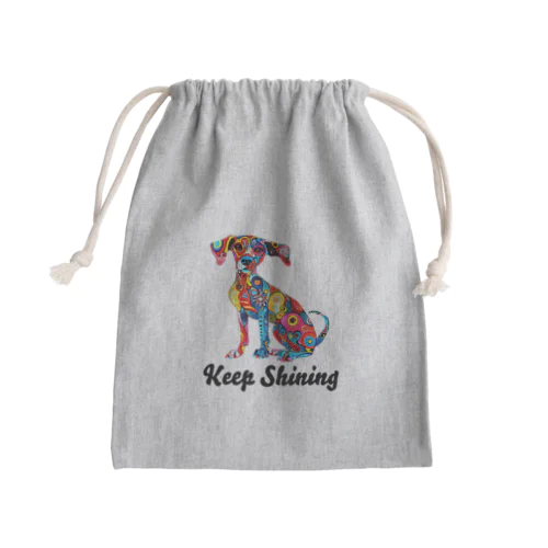 カラフルな模様を身に纏った犬 Mini Drawstring Bag