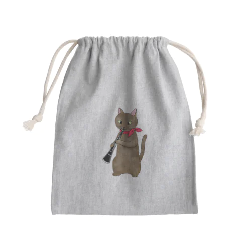 クラリネットを吹く猫 Mini Drawstring Bag