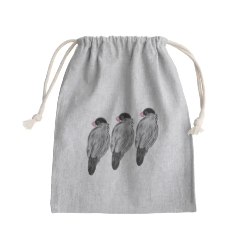 ふさふさ文鳥くん Mini Drawstring Bag