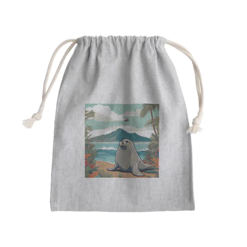 南国を旅するアザラシ Mini Drawstring Bag