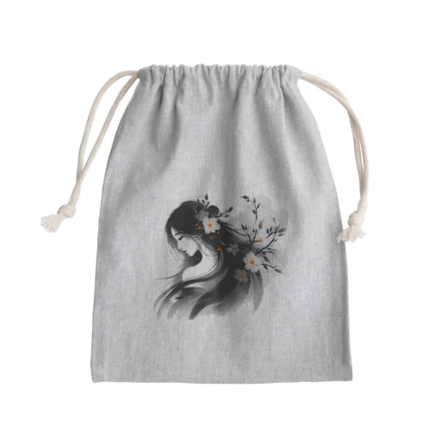 蜜柑色と女性 Mini Drawstring Bag