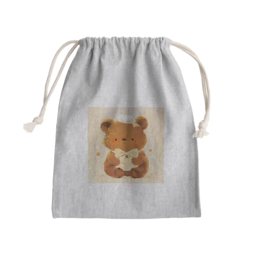 帽子をかぶった可愛い子供クマ Marsa 106 Mini Drawstring Bag