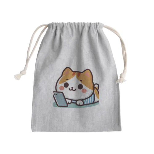 スマホ中毒だにゃあ Mini Drawstring Bag