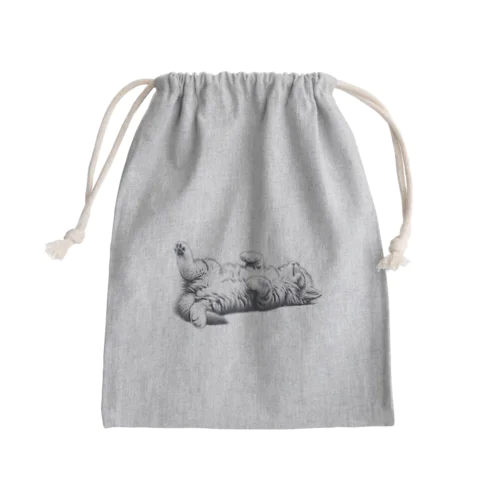 ねこごろり/モノクロ Mini Drawstring Bag