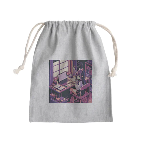 ピクセルパープルガール2 Mini Drawstring Bag