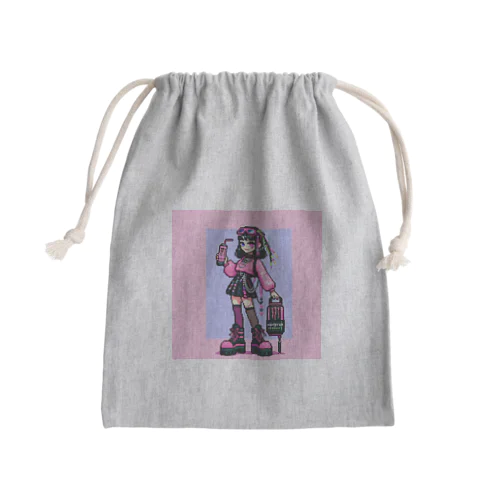 ピクセルピンモンガール2 Mini Drawstring Bag
