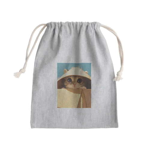 箱からのぞいている子猫　ラフルール　1859 Mini Drawstring Bag