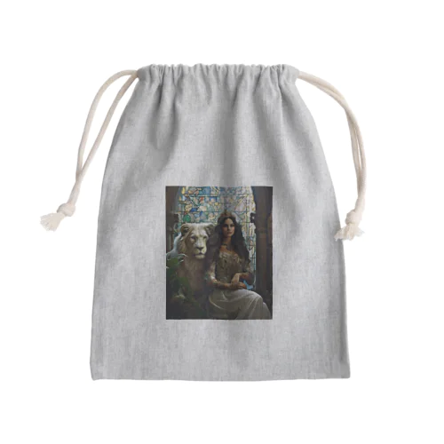 ホワイトライオンと彼女 Mini Drawstring Bag