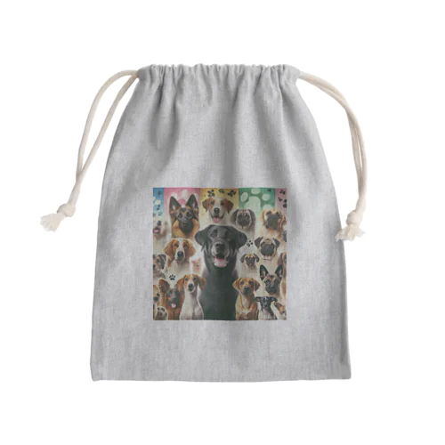 わんちゃん大集合 Mini Drawstring Bag