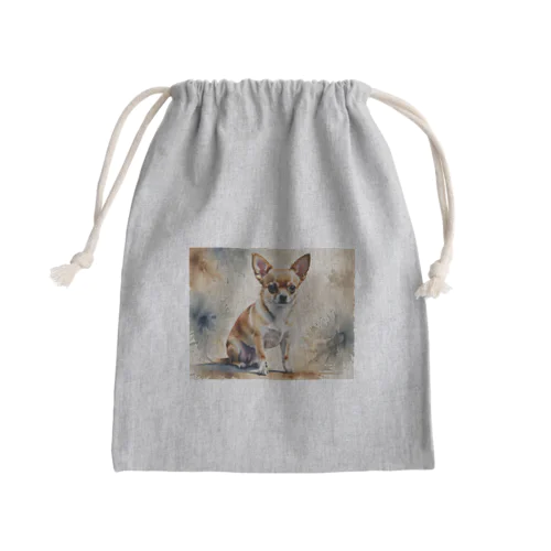 Chihuahua　チワワ　水彩画風 Mini Drawstring Bag