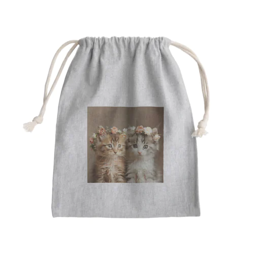 花のティアラをつけた子猫達　ラフルール　1859 Mini Drawstring Bag