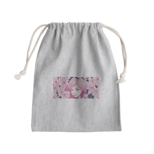 桜と少女 Mini Drawstring Bag