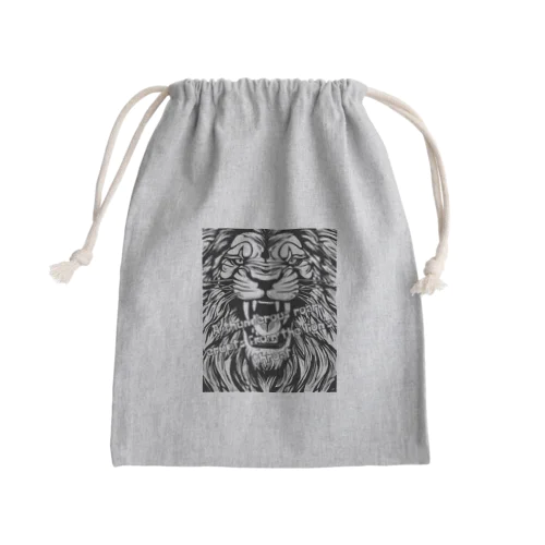 荘厳なる支配者：モノトーンのライオンの描画 Mini Drawstring Bag