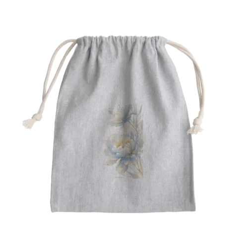 Lucky Flower Silver Blue Mini Drawstring Bag